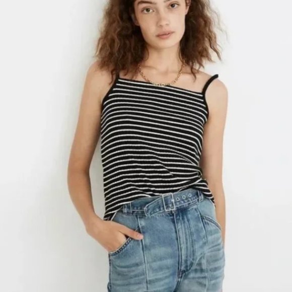 Madewell Spaghetti Strap Striped Tank Top - Picture 1 of 7